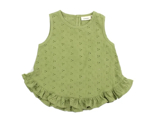 Lil Atelier sage top broderie anglaise